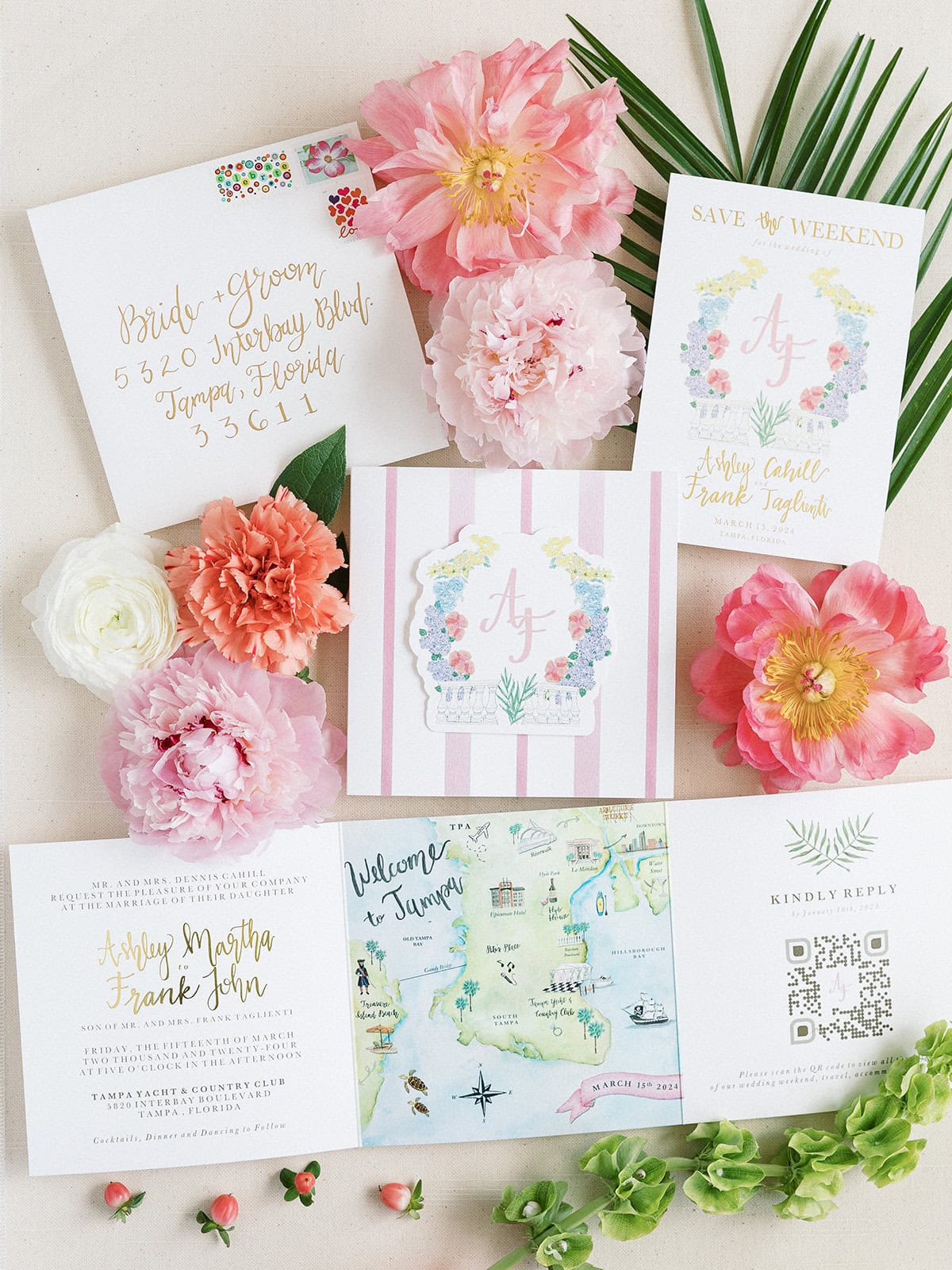 Luxury wedding invitation suite and custom stationery designed for a Table 6 Productions wedding